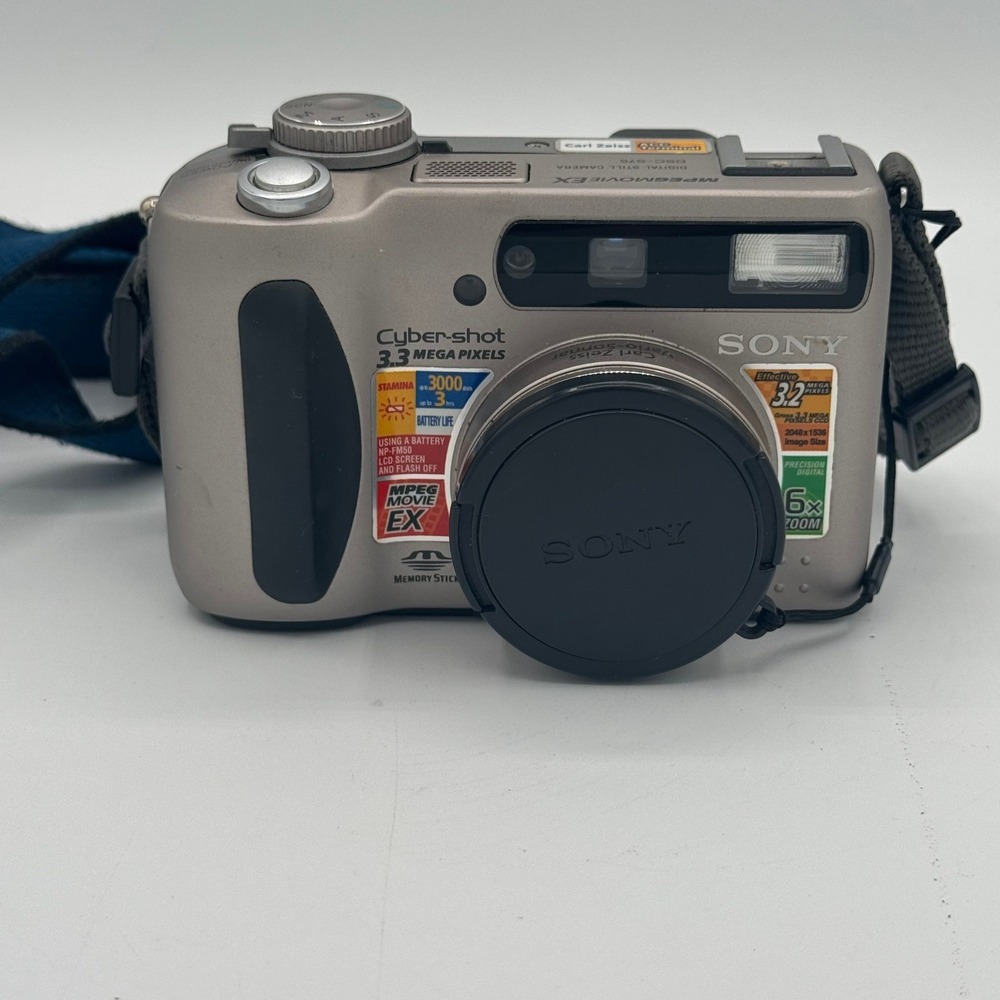Sony Cyber-shot DSC-S75 3.3MP Digital Camera Carl Zeiss Lens Silver Tested Works